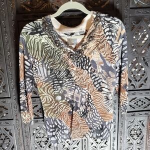 Vibrant Patterned V-Neck Sweater